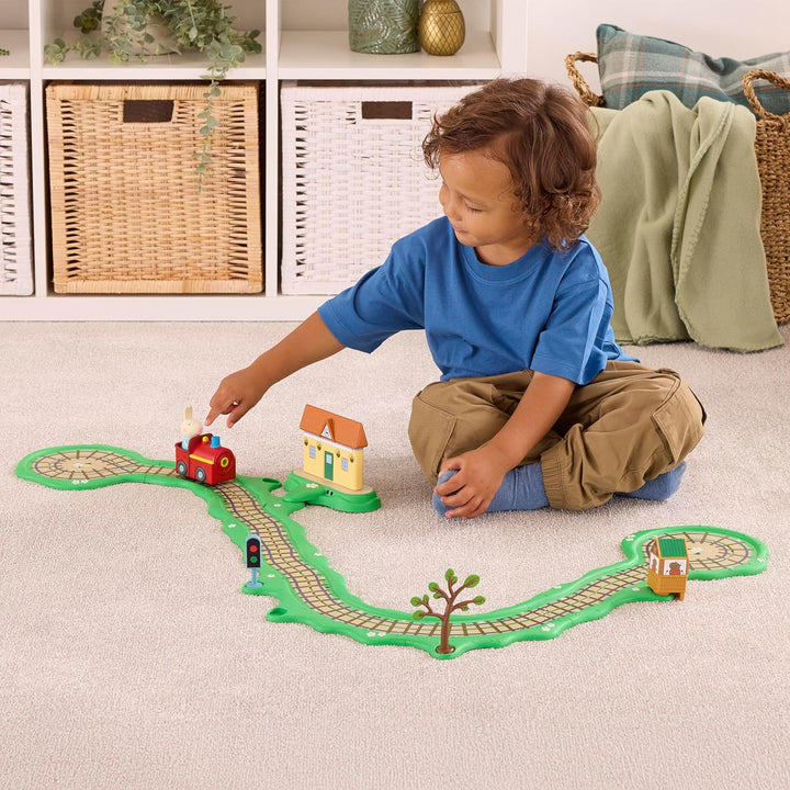 Peppa Wutz Whizz-Around Klickety-Klack Zugset – Motorisierter Zug mit Schorsch & Rebekka, Schienen,