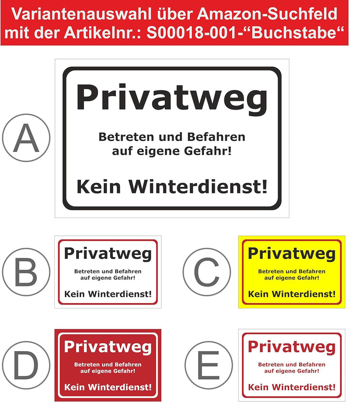 Melis Folienwerkstatt Schild Privatweg Kein Winterdienst - 60x40cm - Bohrlöcher - 3mm Aluverbund – 2