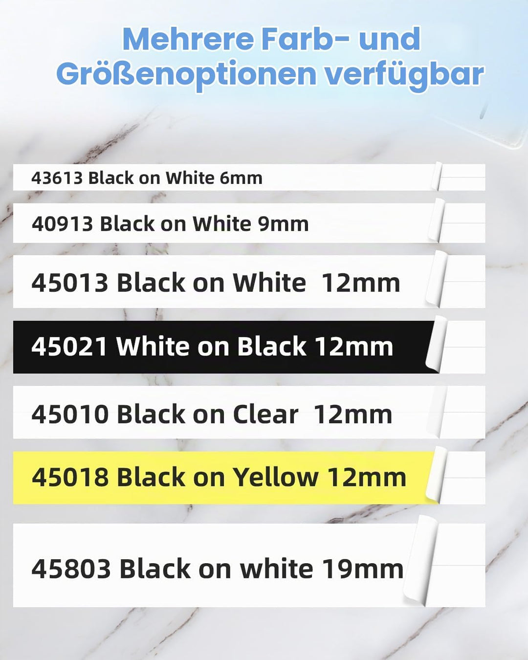 43613 Etikettenband 6mm x 7m Kompatible mit Dymo D1 6mm Etikettenband s0720780 schwarz auf weiss, Ko