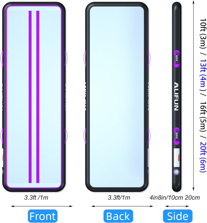 ALIFUN Air Matte Track, 2m/3m/4m/6m Aufblasbar Gymnastikmatte, Turnmatte, Tumbling Matten 10/20cm ho