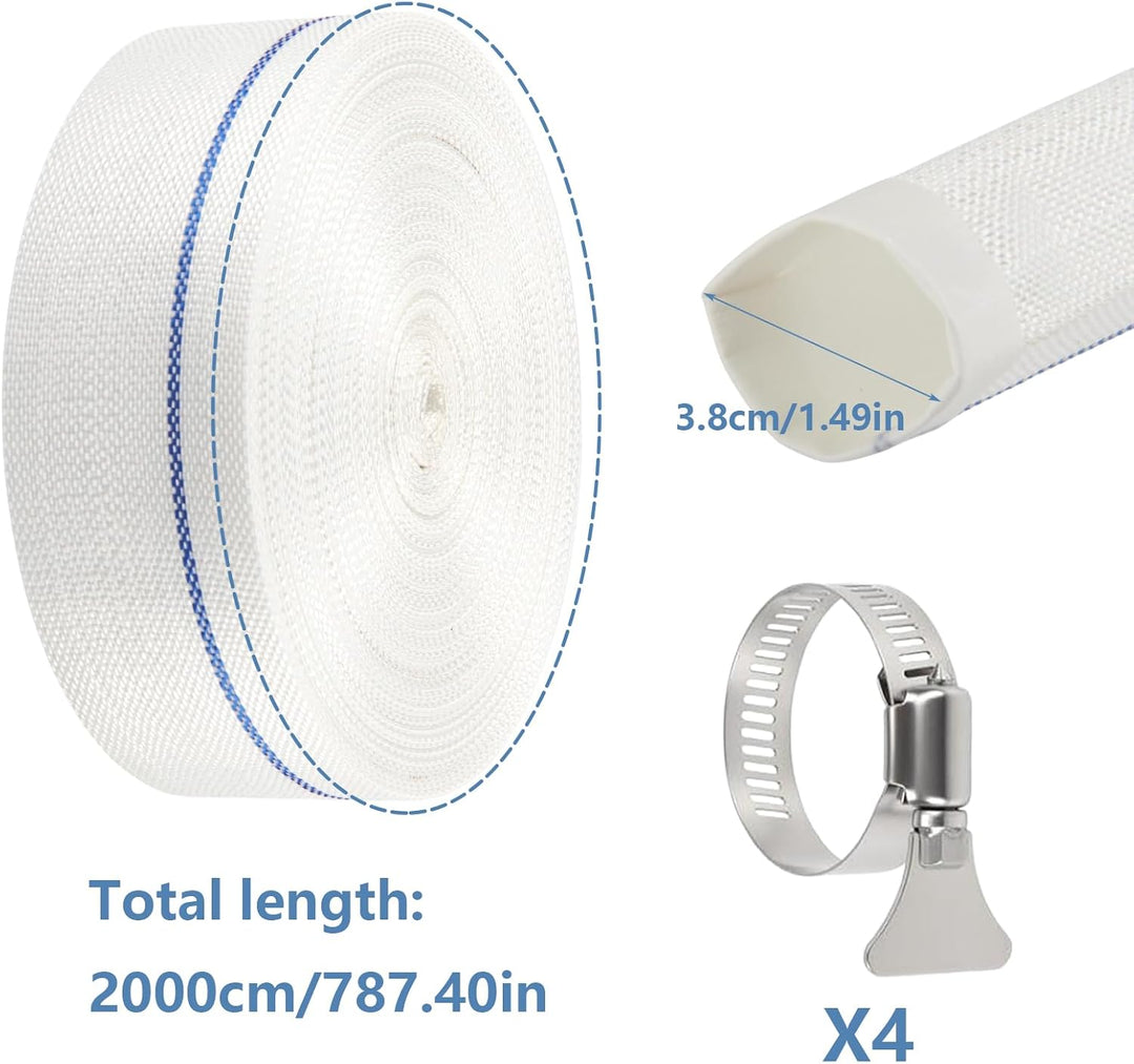 Gewebeschlauch Flachschlauch Ø 38 MM (1 1/2 Zoll) Bauschlauch | Industrieschlauch mit 4 Schellen zur