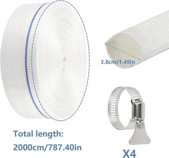 Gewebeschlauch Flachschlauch Ø 38 MM (1 1/2 Zoll) Bauschlauch | Industrieschlauch mit 4 Schellen zur