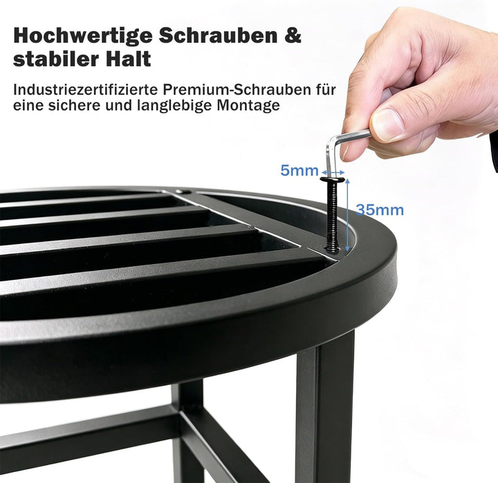 Metall Pflanzenständer Outdoor,33cm rund Schwarz Schwerlast Blumenständer Blumenhocker drinnen draus