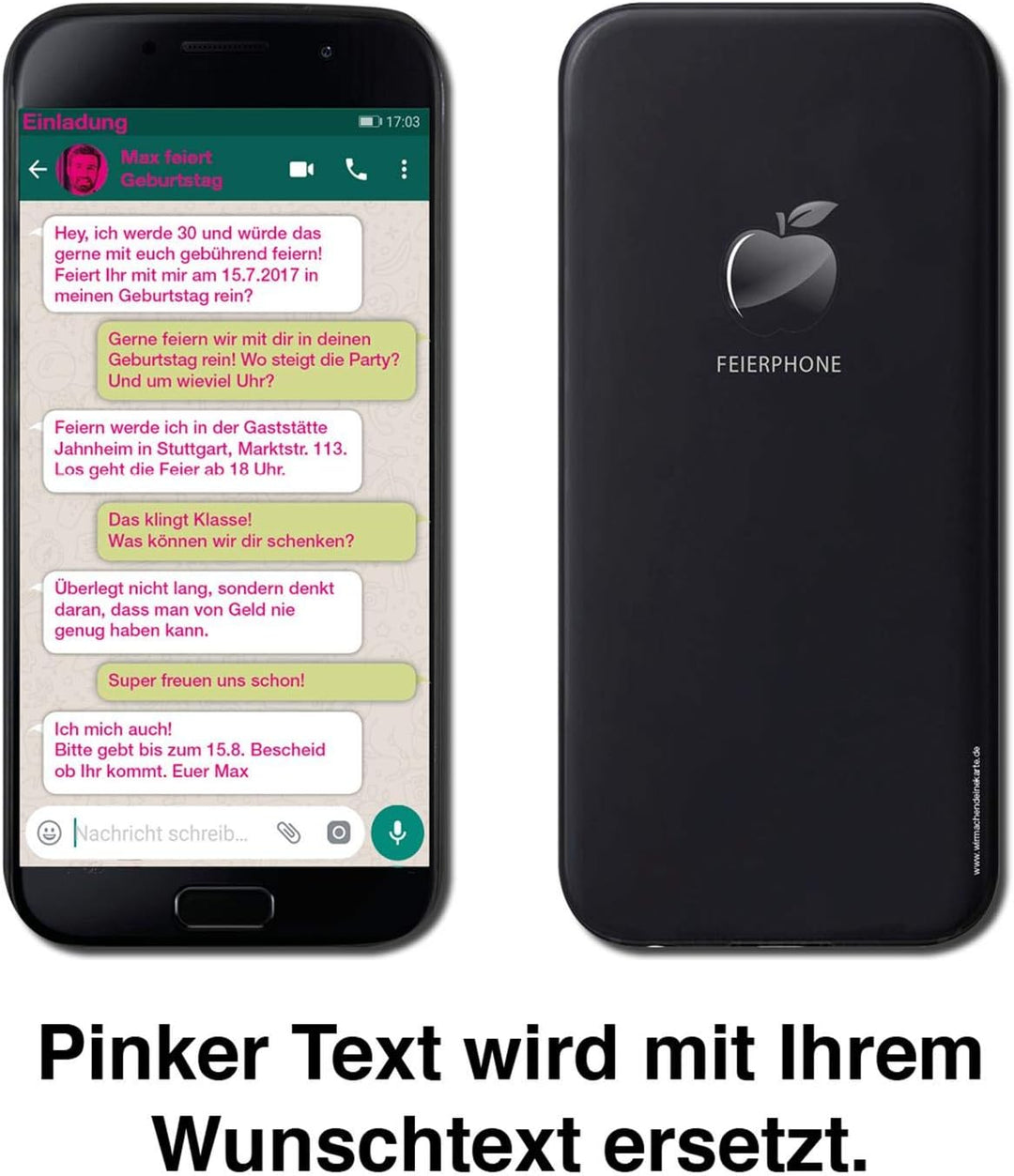 Smartphone Einladung Einladungskarte (10 Stück) Geburtstag Whatsapp, 10