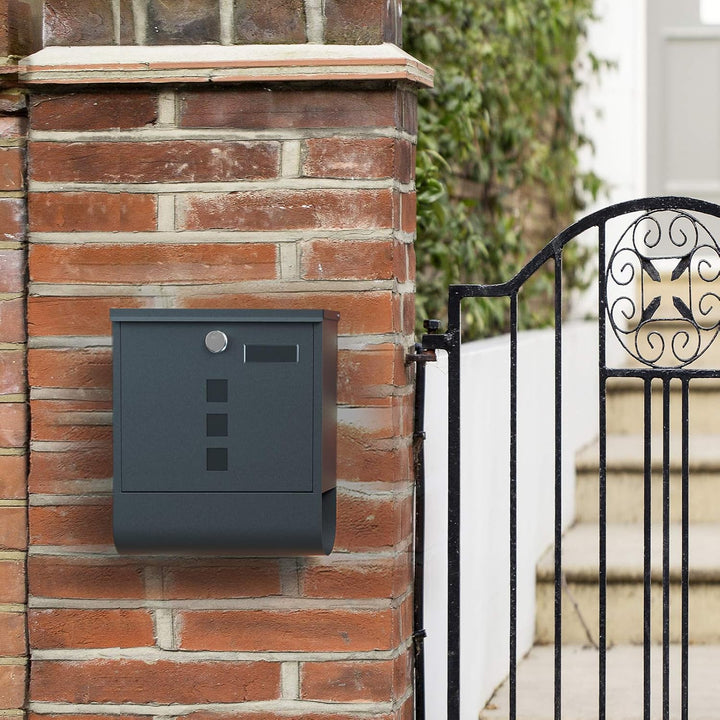 SONGMICS Briefkasten, 2er Set, Wandbriefkasten, Schloss mit Kupfer-Schliesszylinder, drehbare Abdeck