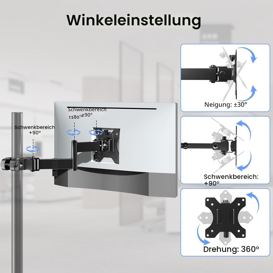 WORLDLIFT Universelle VESA Halterung,für 17"-32" Bildschirme bis zu 8 kg, Neigbar Schwenk Drehbar TV