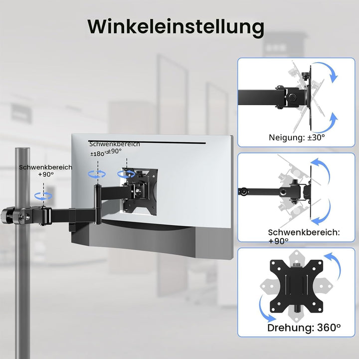 WORLDLIFT Universelle VESA Halterung,für 17"-32" Bildschirme bis zu 8 kg, Neigbar Schwenk Drehbar TV