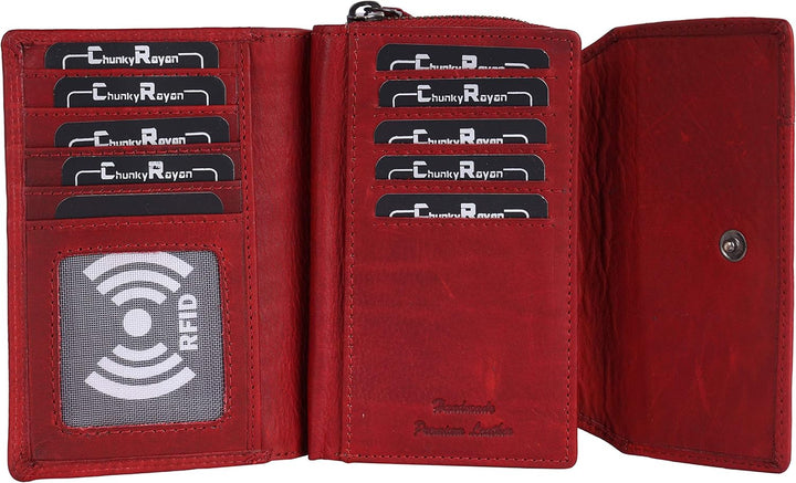 Chunkyrayan Echtleder Damen Geldbörse Hochwertig Vintage RFID Schutz inklusive Leder Schlüsselanhäng