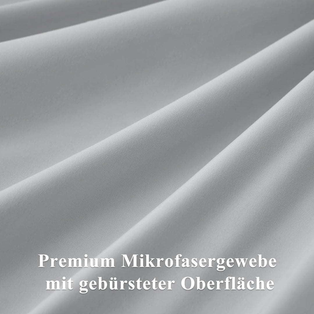 Aisbo Bettwäsche 135x200 4teilig Hellgrau - Bettbezug 135x200cm 4tlg mit 40x80 Kissenbezug, Bettwäsc