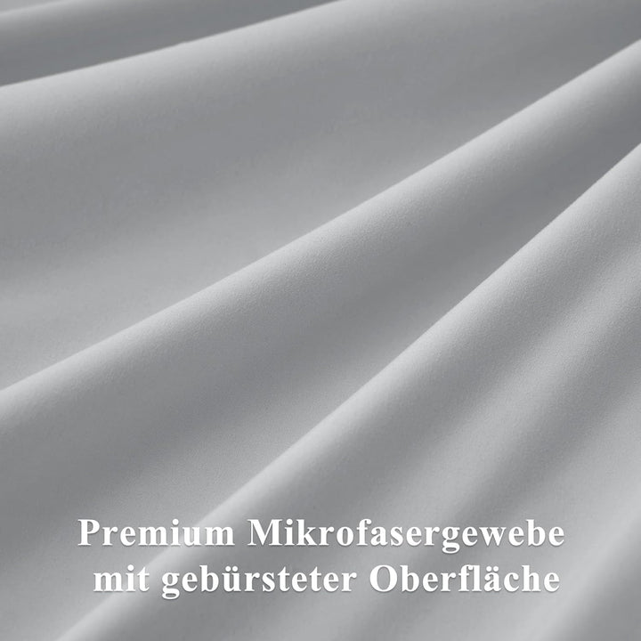 Aisbo Bettwäsche 135x200 4teilig Hellgrau - Bettbezug 135x200cm 4tlg mit 40x80 Kissenbezug, Bettwäsc