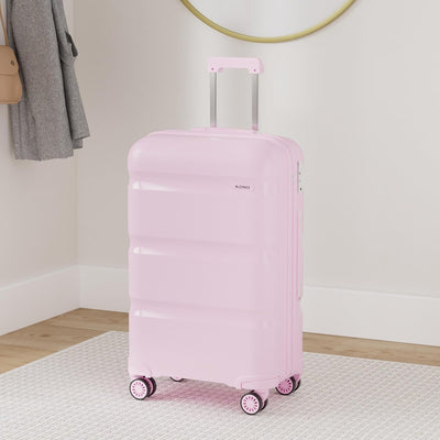 KONO Koffer Trolleys Reisekoffer mit TSA Schloss L (65cm Mittelgross Koffer) Rosa, L (65cm Mittelgro