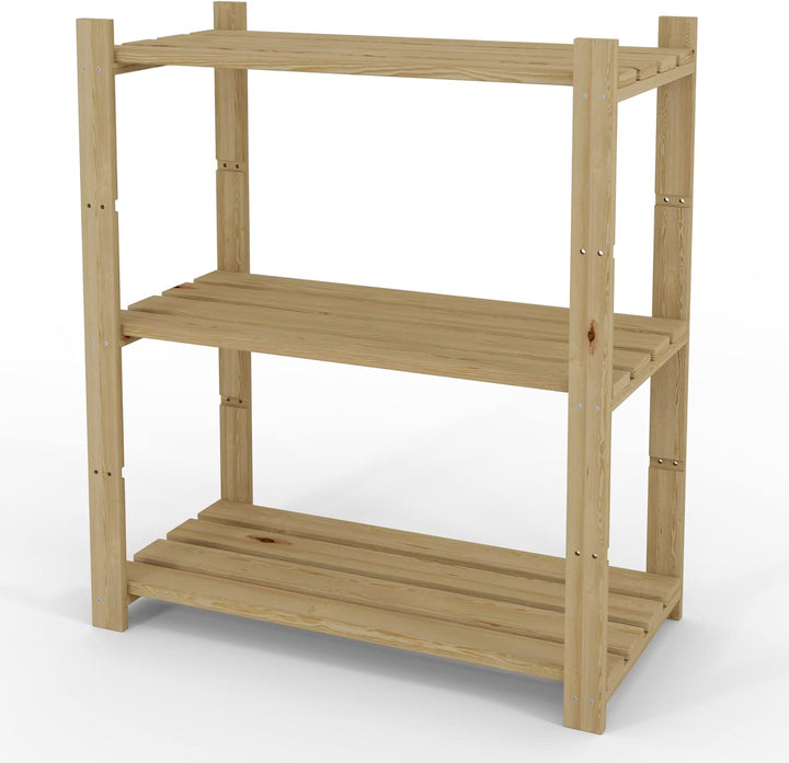 Lenmar Serie B Holzregal, Kiefer, Holz, Hellbeige, B-21 90 x 80 x 40 cm, 5 Böden, Bücherregal, Holzr
