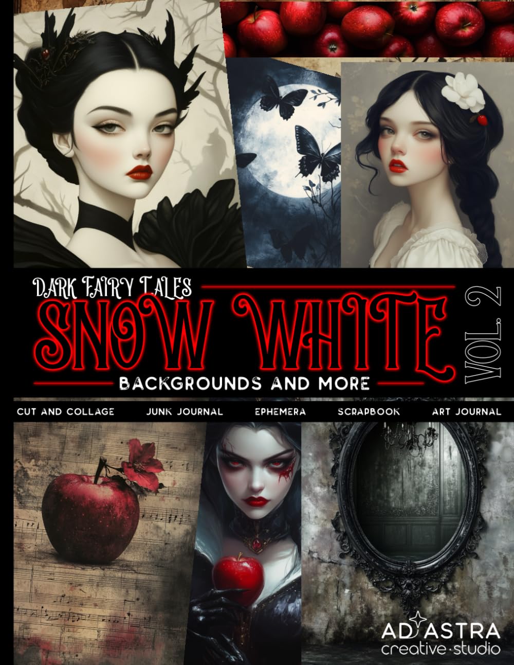 Dark Fairy Tales: Snow White Vol. 2 – Journal Pages, Backgrounds & More for Junk Journals, Scrapbook