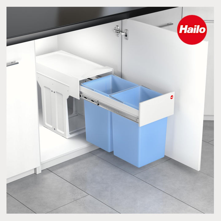 Hailo Abfallsammler Tandem 3666661 | für Schränke ab 300 mm Breite | Einbau Mülleimer 2 x 15L | Voll