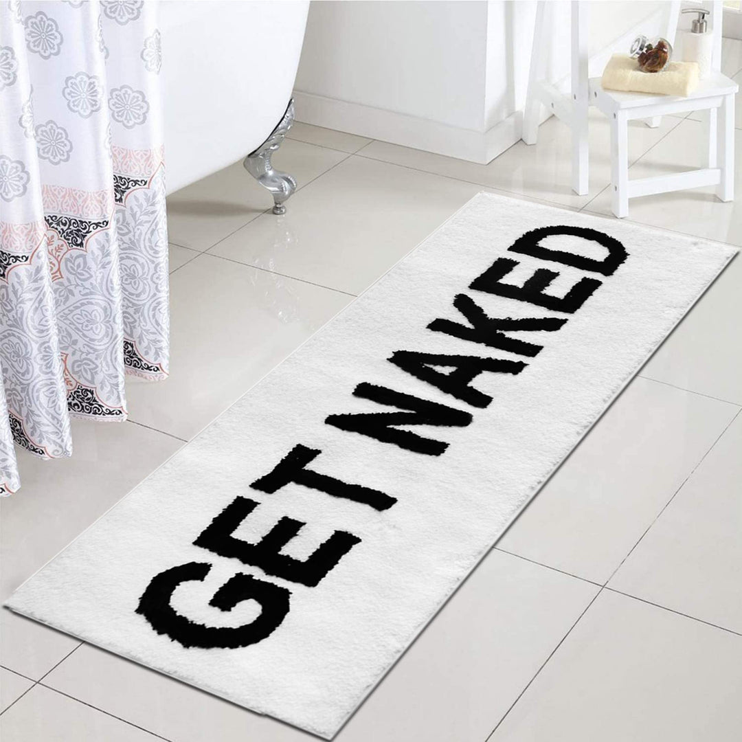 Zeeinx Get Naked Läufer, niedlicher Badezimmerteppich, lustig, Badezimmer-Dekor für Wohnung, weisse