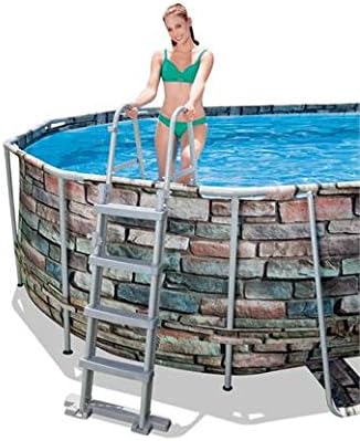 Bestway Flowclear Sicherheitsleiter, Poolleiter mit Kindersicherung durch hochklappbaren Einstieg, 1