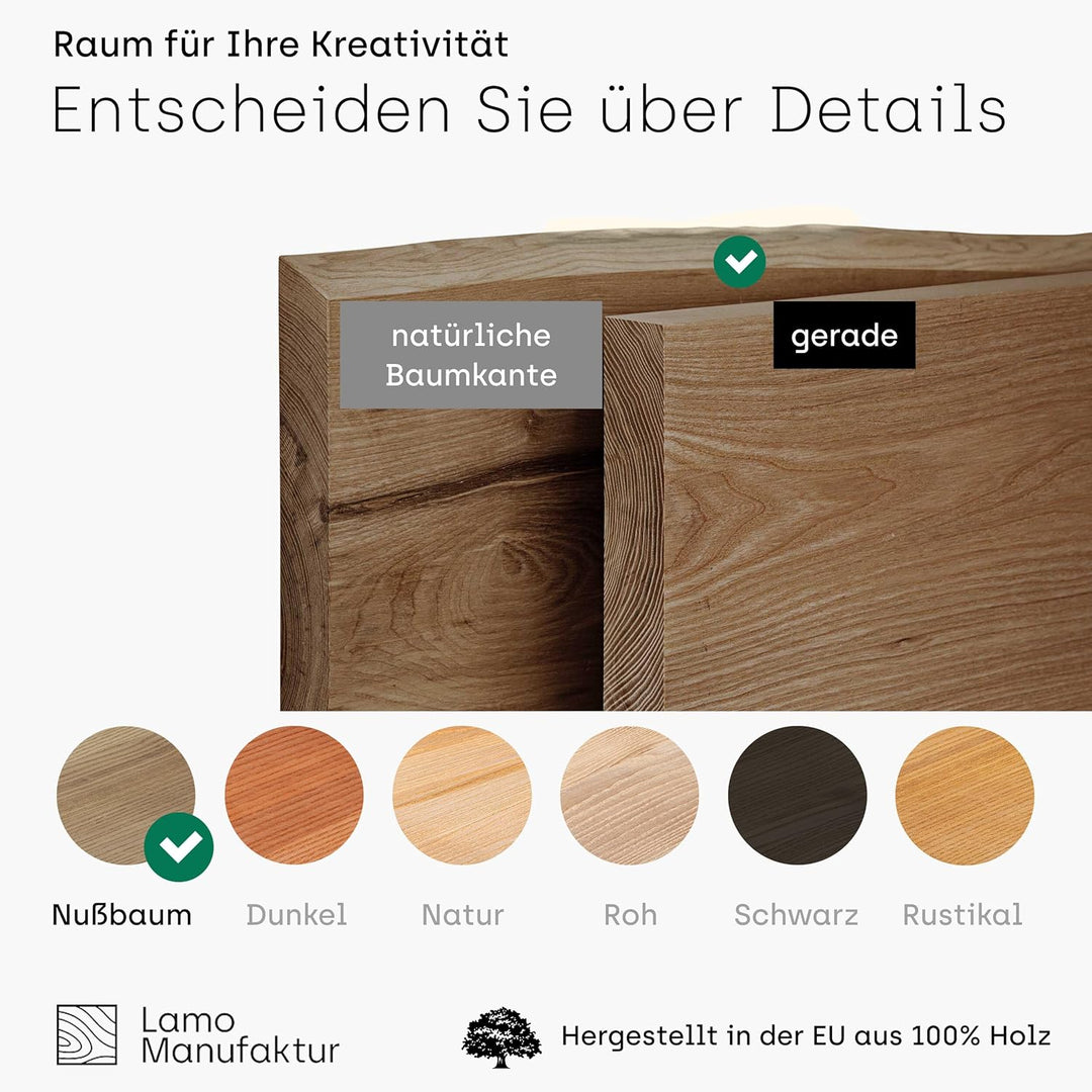 LAMO Manufaktur Wandregal Holz Gerade | Regal Farbe: Nussbaum | Invisible: Schweberegal | 90 cm Invi