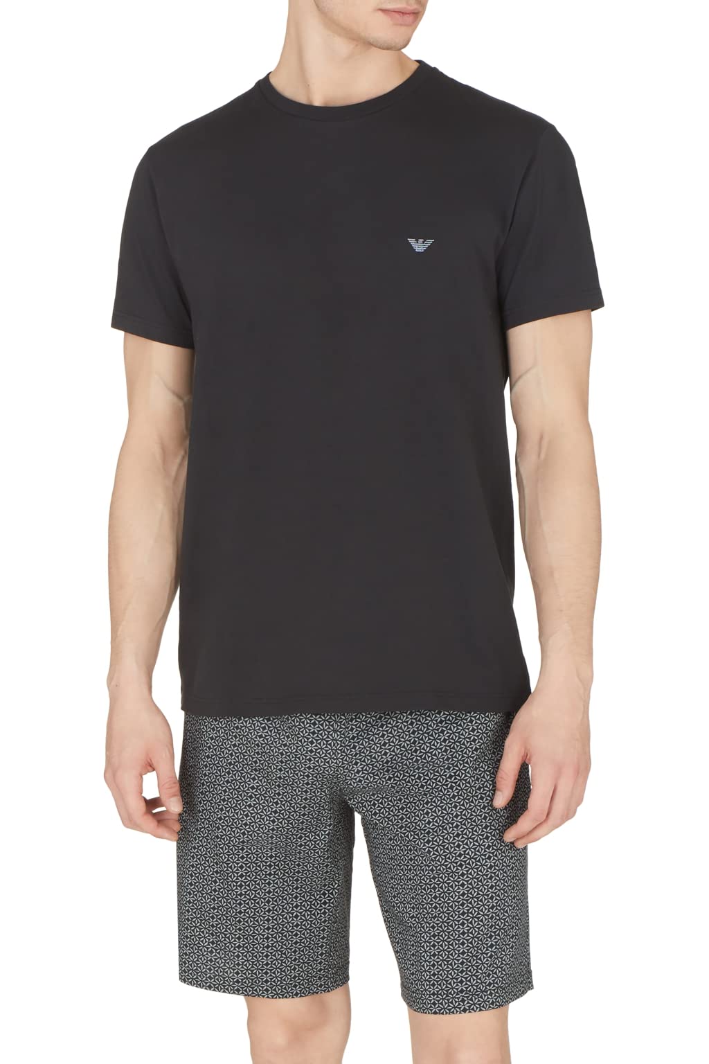 Emporio Armani Herren T-Shirt and Bermuda Short Pyjama Set Pajamas, Flowers/Black