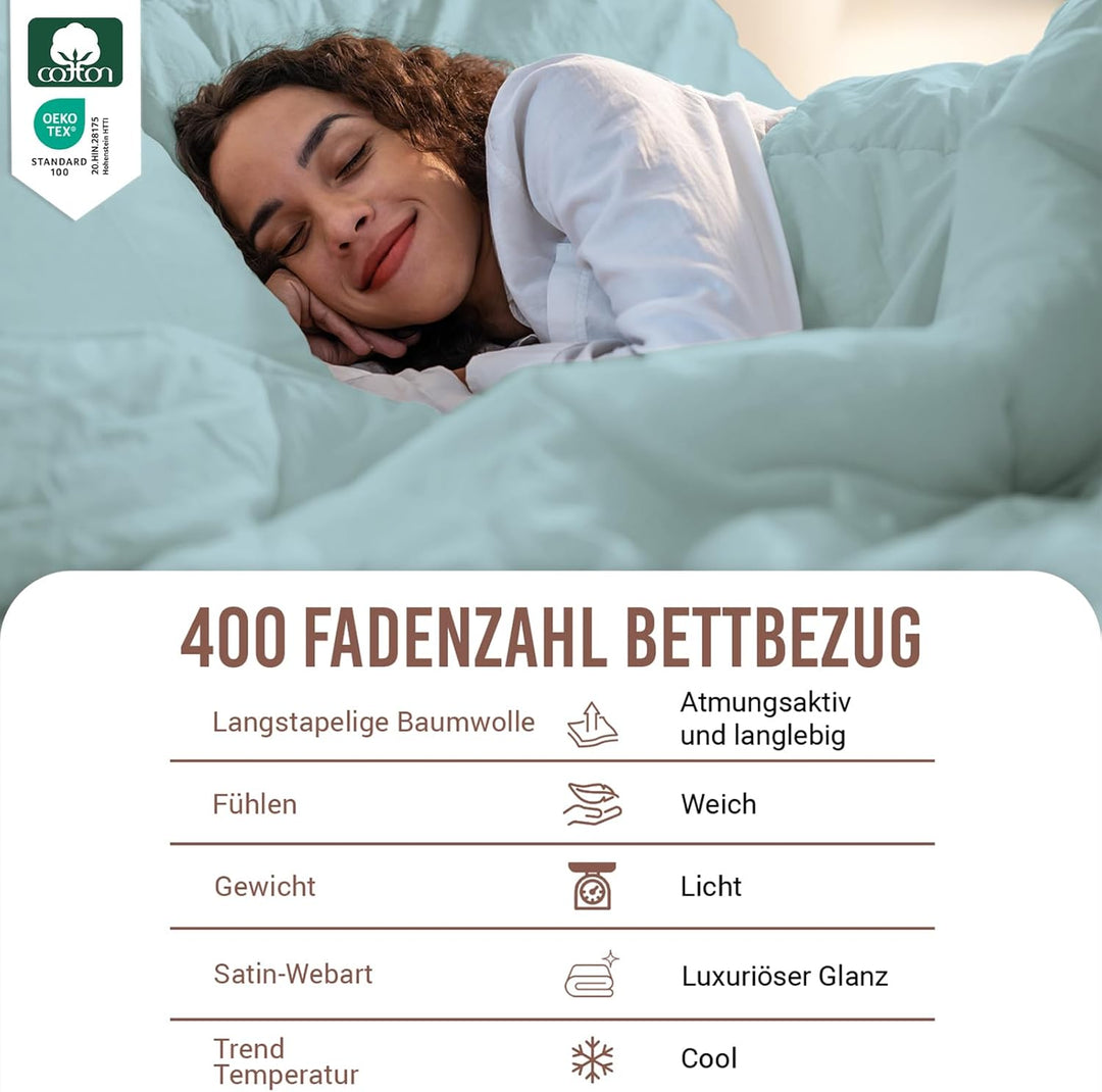 Pizuna 400 Fadenzahl aus Baumwolle Bettwäsche Baby blau, 100% Langstaple Baumwolle Bettbezug und Kis