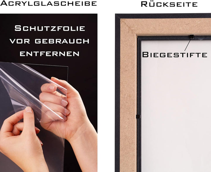 Rahmendesign24 Bilderrahmen Doppelglasrahmen Rio 40x50 Schwarz (matt) Fotorahmen, Wechselrahmen, Dop