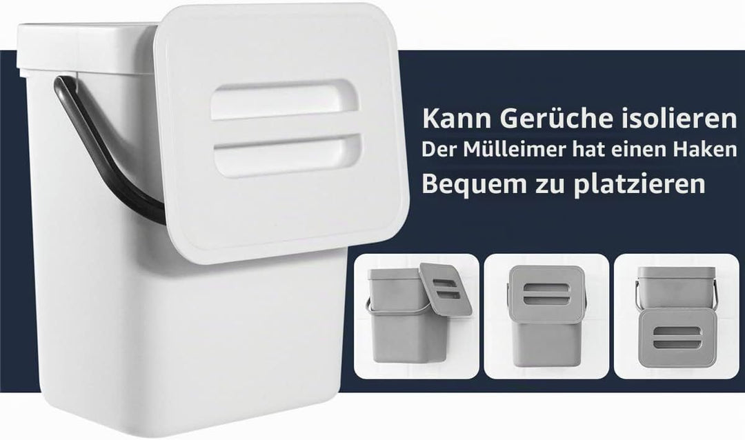 Spesh Biomülleimer Küche 2er-Set(5L+3L) Kunststoff Komposteimer Geruchsdicht Aufhängbar Abfalleimer