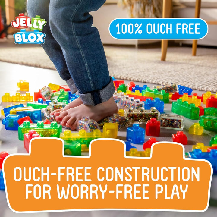 Jelly Blox - Farm Set, Sensorisches Spielzeug für Kinder ab 2 Jahren, Bauset mit 18 weichen, Sensori