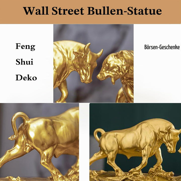 Cutfouwe Wall Street Bull &amp; Bear Schlacht Harz Statue,Abstrakte Figur-Bull Bear Fight Financial Brok