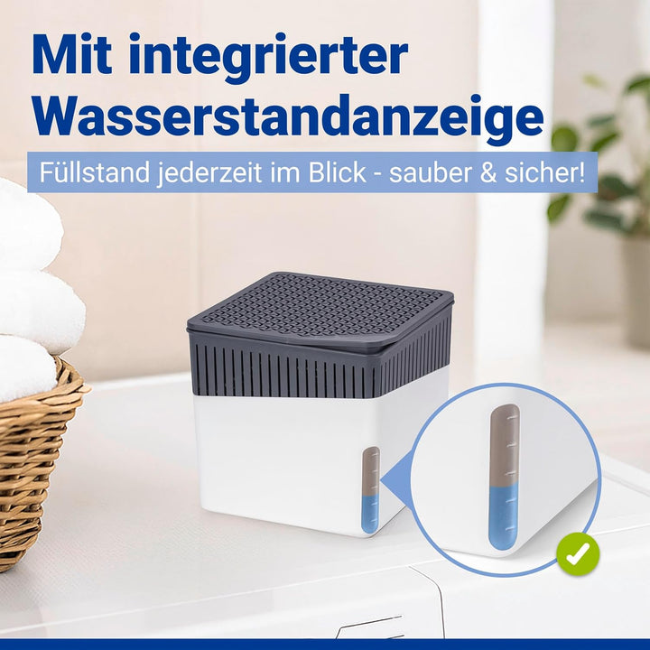 WENKO Raumentfeuchter Cube 500 g weiss, 2er Feuchtigkeitskiller Feuchtigkeits-Stopper reduziert Schi