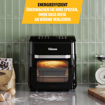 Tristar Mini Backofen & Heissluftfritteuse, 2-in-1-Airfryer, BPA-frei, 12 L, 12 Programme, Sichtfens