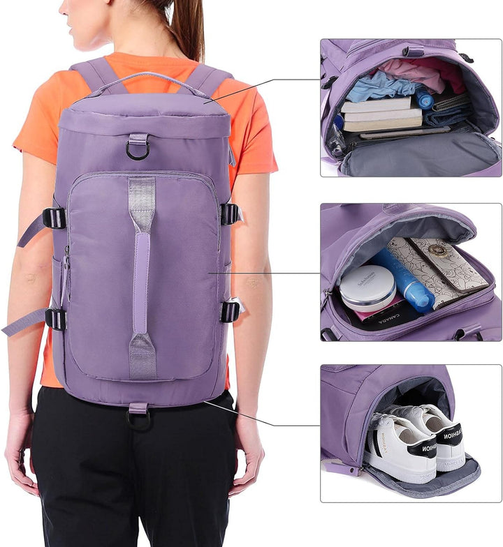 HAWEE Unisex Sporttasche mit Rucksackfunktion Reisetasche mit Schuhfach Gross Reiserucksack Wasserdi