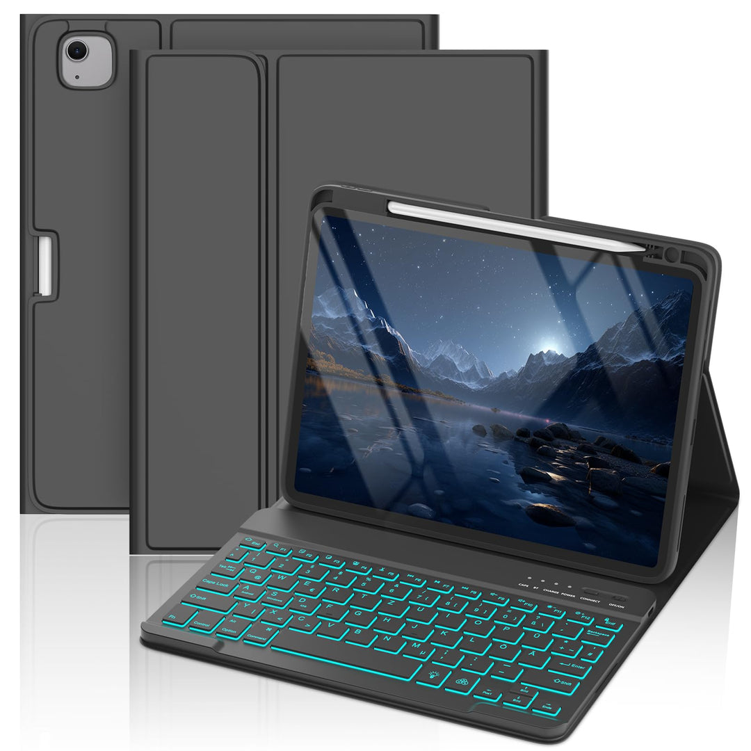 MMK Hülle mit Tastatur für iPad Air 11" M4 2026/M3 2025/M2 2024, QWERTZ | Hülle für iPad Air 5/4,Pro