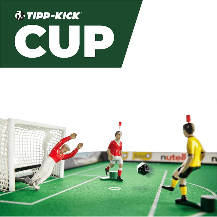 TIPP-KICK Cup 108x71 cm mit Bande – Das spielfertige Set mit 2X Spieler, 2X Torwart, 2X Netztor, 2X