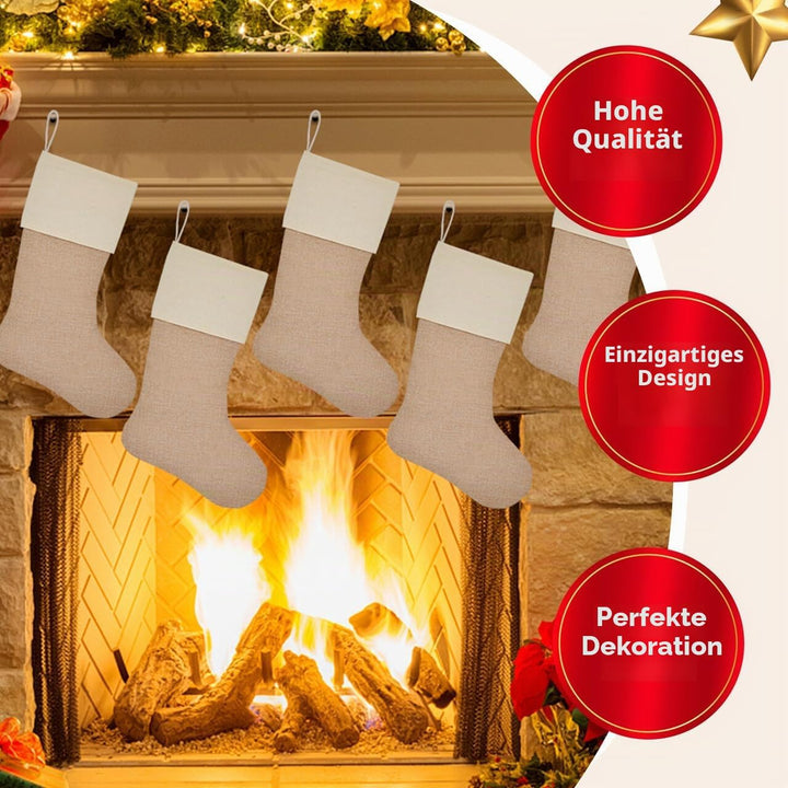 JOYIN 6 Stück 18" Plain Burlap Weihnachtsstrumpf