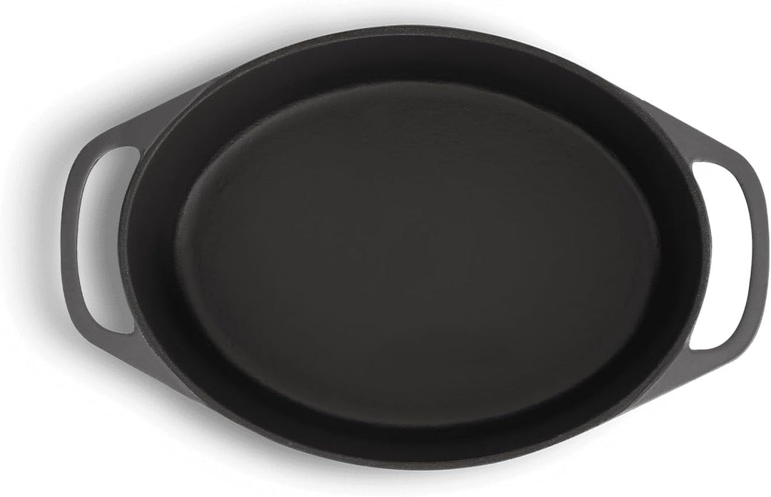 SPRINGLANE Cocotte mit Deckel, Grau, oval, 33 cm, 6,5 L, Gusseisen Bräter, Schmortopf Induktion… Brä