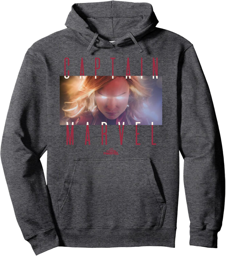Captain Marvel Powerful Glow Eyes Poster Pullover Hoodie