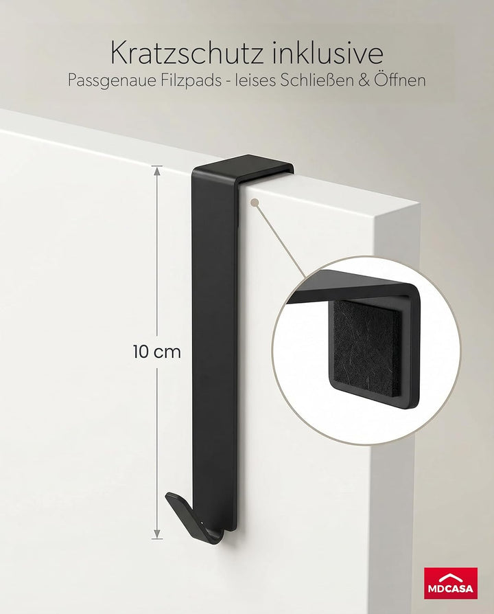 MDCASA Premium Türhaken I Türhaken zum Einhängen inkl. Filzpad I 4 hochwertige &amp; stabile Haken zum E