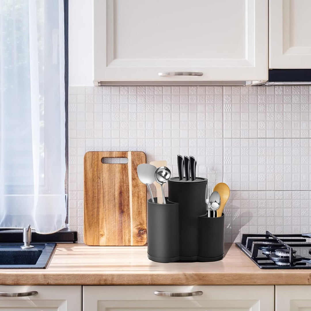 3-in Messerblock Ohne Messer, Universal runder Messerblockhalter unbestückt mit utensilienhalter, Me