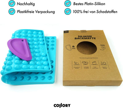 Collory Grosse Halbkugel (2cm) Silikon Backmatte und Teigschaber Set, DIY Hundekekse, Pralinen und B