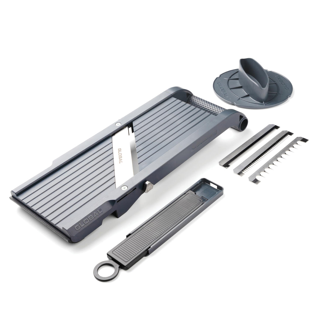GLOBAL Mandoline GSL-95/BC – Premium Gemüsehobel 95 mm | Mit 3 Julienne-Klingen & Fingerschutz | Stu