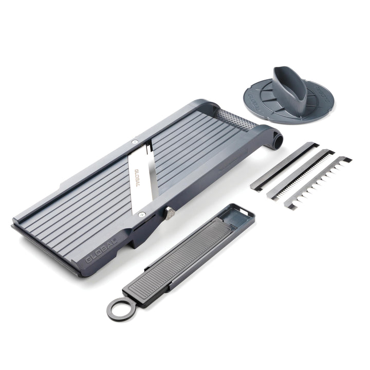 GLOBAL Mandoline GSL-95/BC – Premium Gemüsehobel 95 mm | Mit 3 Julienne-Klingen & Fingerschutz | Stu