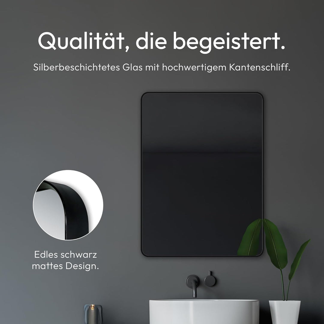 Talos Spiegel schwarz Black Living - Badspiegel schwarz in 80 x 60 cm und einem hochwertigen Alumini