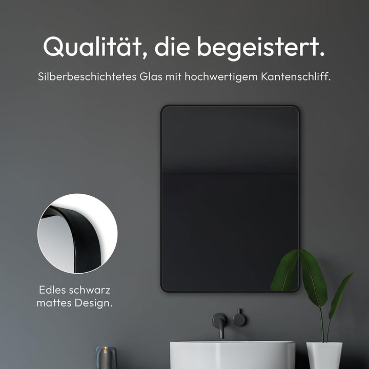 Talos Spiegel schwarz Black Living - Badspiegel schwarz in 80 x 60 cm und einem hochwertigen Alumini
