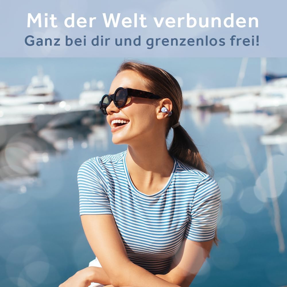 JVC Nearphones HA-NP1T-AN im Earcuff-Design – kabellose Ohrhörer in Perlmutt-Optik, bequemer Passfor