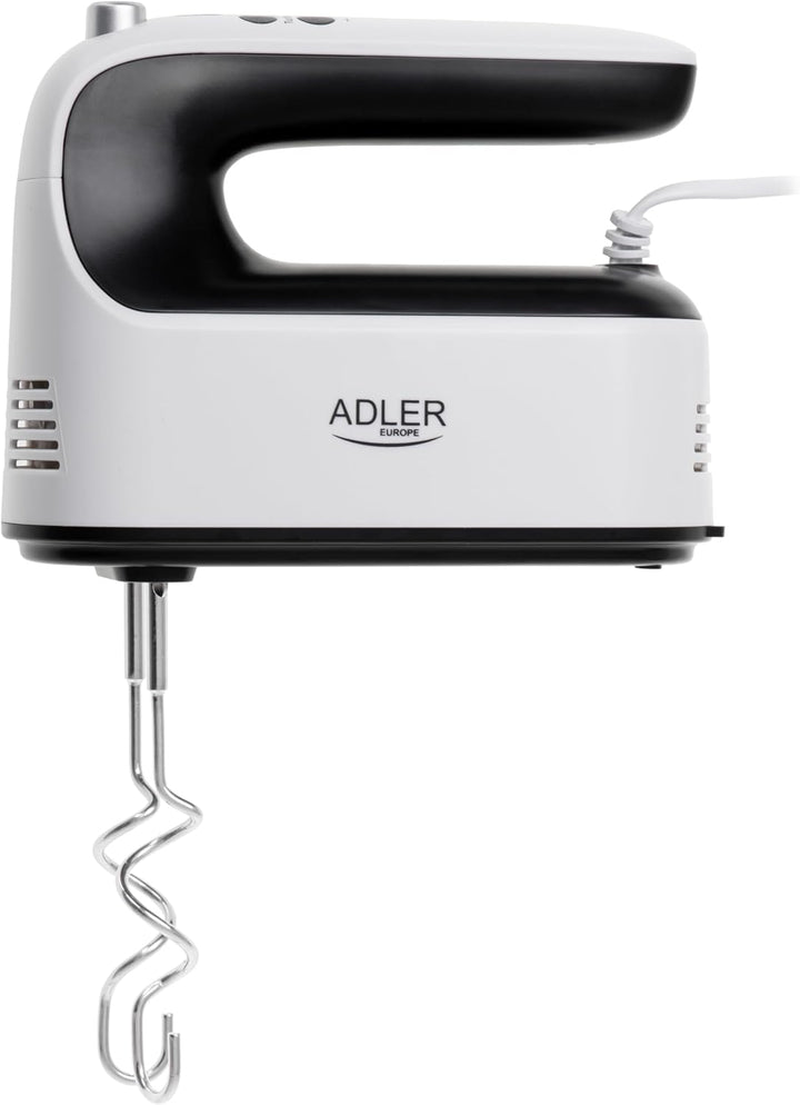 Adler AD 4229 Elektrischer Handmixer, 5 Zubehörteile, digitale Geschwindigkeitsregelung, Turbo, Weis