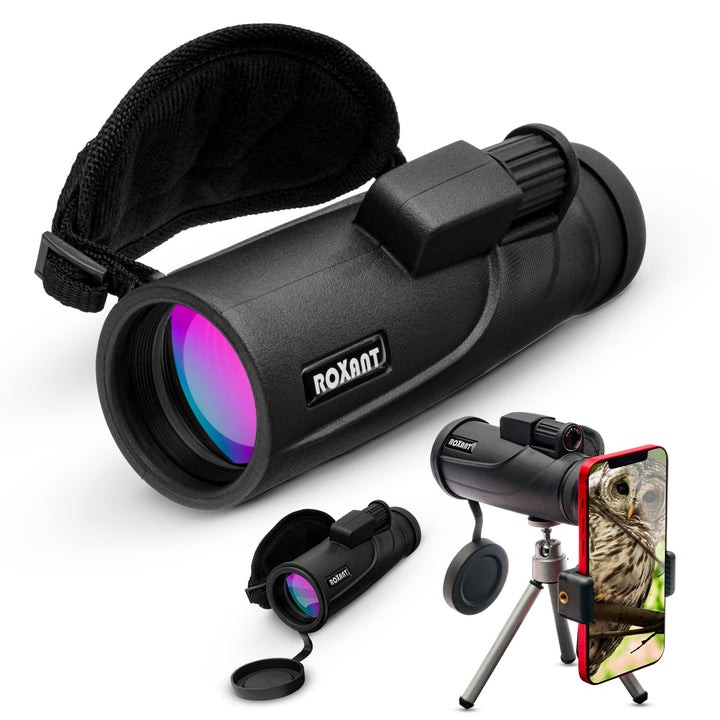 Authentic Roxant Falcon High Definition (One Finger Focus) Monocular + Phone Adapter, Mini Tripod, C