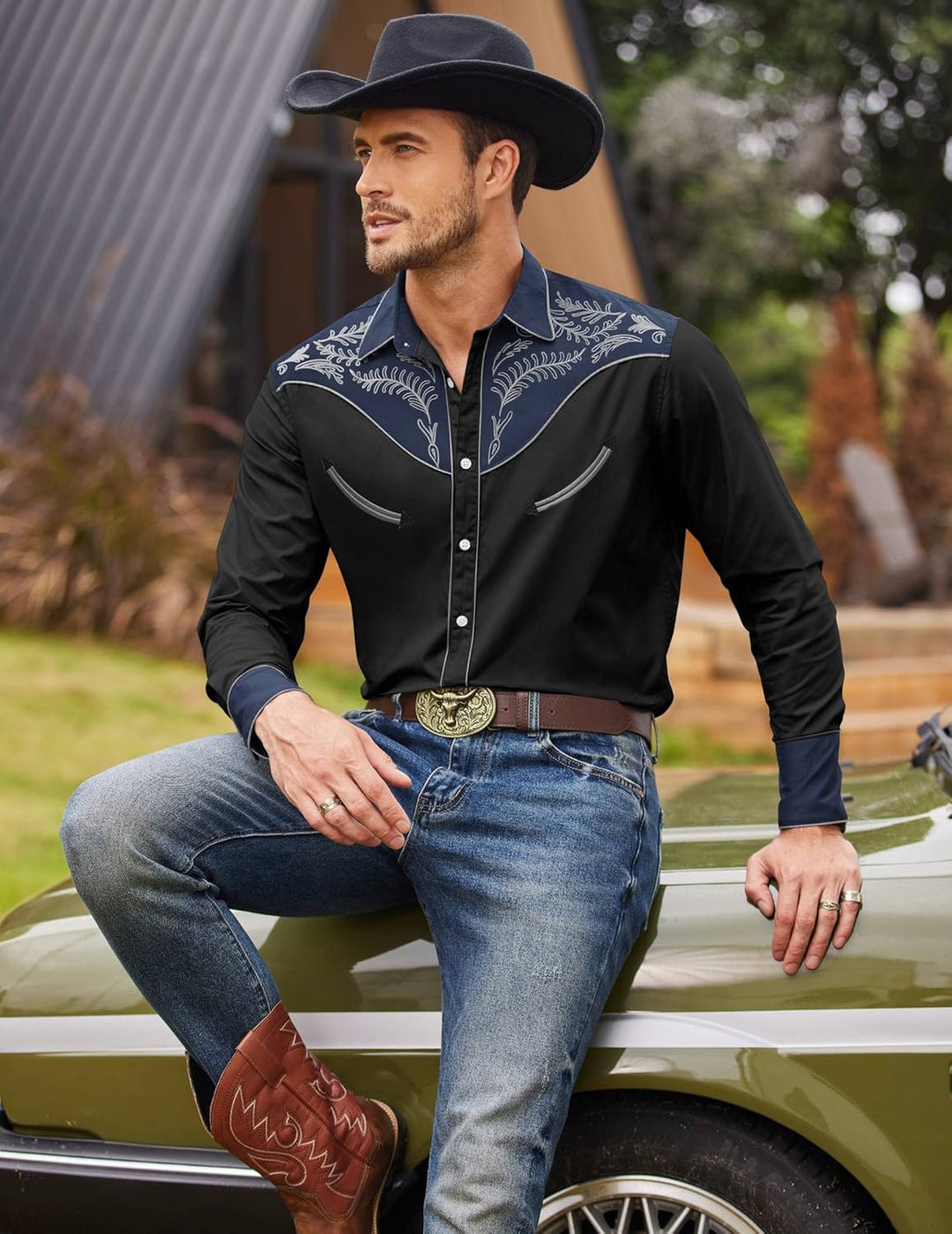 COOFANDY Herren Hemd mit Button-Down-Kragen Gross und kräftig M Baumwolle - Schwarz