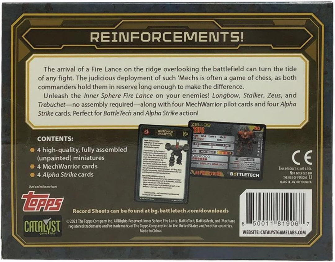 Catalyst Game Labs BattleTech: Inner Sphere Fire Lance - Miniature Game