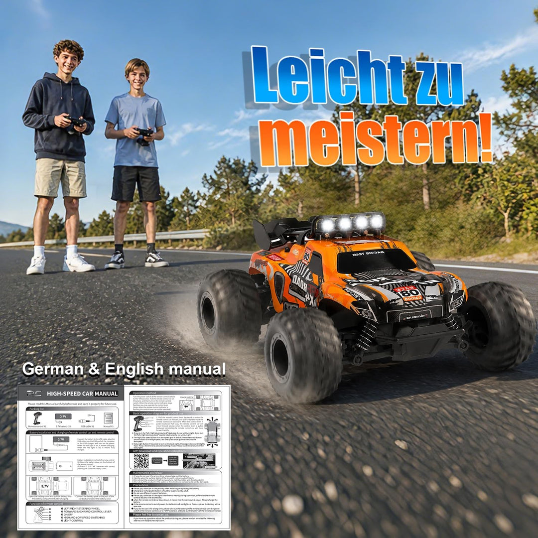 28km/h Ferngesteuertes Auto ab 5 6 jahre, 1:18 Monstertruck Ferngesteuert | RC Auto mit Licht, Ferng