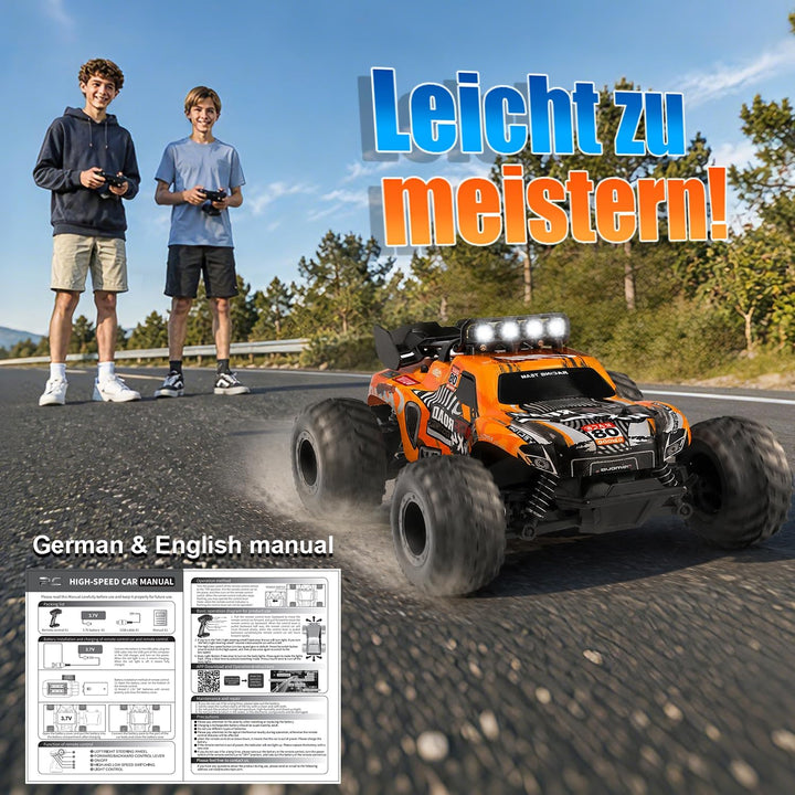 28km/h Ferngesteuertes Auto ab 5 6 jahre, 1:18 Monstertruck Ferngesteuert | RC Auto mit Licht, Ferng