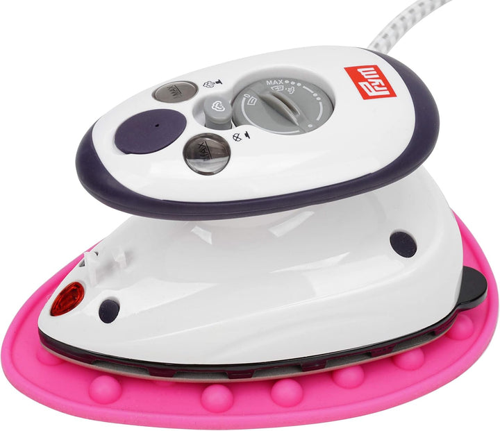 Prym Mini Dampf Bügeleisen Mit SEMPLIX Silikon Ablage Im Set (Pinky), Kleines Leichtes Dampf Bügelei